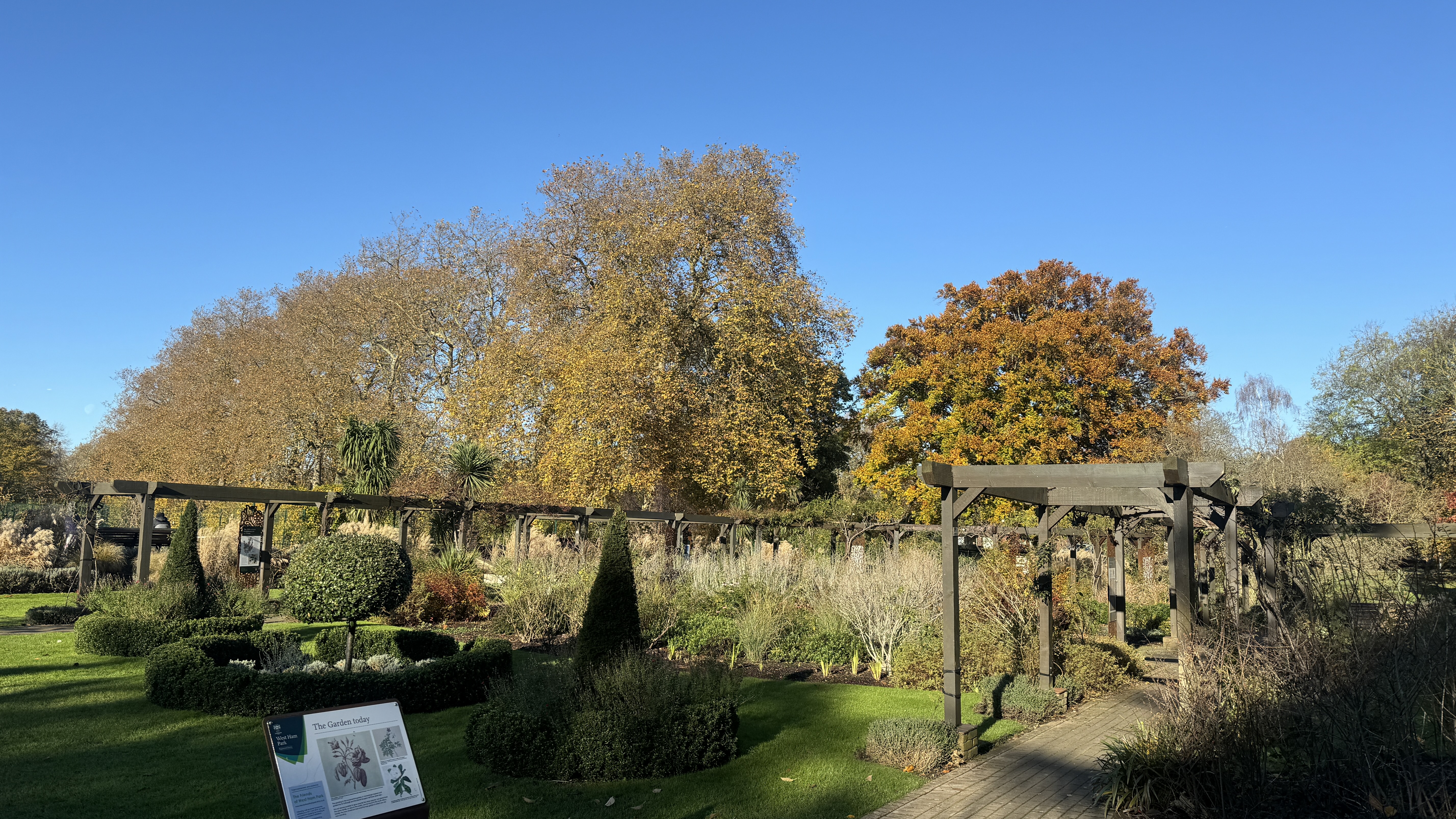Autumn colour and garden planting in West Ham Park